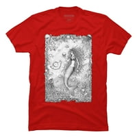 Mermaid Férfi Piros Grafikus Póló-Az Emberek Által Tervezett L