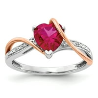 Primal arany karátos kéttónusú gyémánt és rubin gyűrű