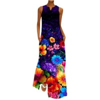 Pbnbp virágos ruhák nőknek nyári színes bevágás V nyakú ujjatlan zsebekkel Maxi ruha nyári megtakarítási távolság