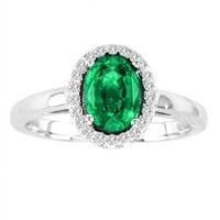 R50916-14W-EM-64-Si-in. 14k fehér arany ovális smaragd SI-drágakő gyűrű