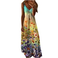 Sundresses Női V-nyakú divat alkalmi nyomtatott Laza Parittya ruha tavaszi nyári ruhák Női OrangeL