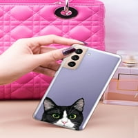 Puha TPU átlátszó tok vékony védőburkolat Samsung Galaxy S 6.2, Fekete fehér szmoking macska