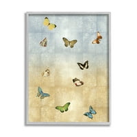 Különböző pillangó rovarmintás állatok és rovarok grafikus szürke keretes művészeti nyomtatási fal művészet