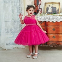 Ujjatlan Bowknot születésnapi party ruha kisgyermek gyerek lány Rakott Shell fonal hosszú ruha többrétegű Egyszínű