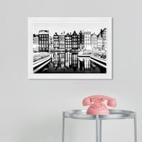 A Wynwood Studio fekete -fehér Hollandia városok és Skylines Európai városok fal művészete nyomtatott fekete 19x13