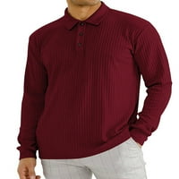 Sanviglor férfi felsők Hosszú ujjú póló gomb le blúz normál Fit póló irodai Pulóver Piros XS