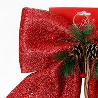 Karácsonyi piros íj, flitter koszorúk íjak nyakkendők, karácsonyi dekoratív íjak dísz otthoni esküvői Fesztivál dekorációhoz
