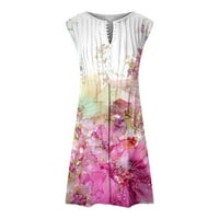 qolati nyári ruhák nőknek Vintage virágos gomb V nyakú ujjatlan Ünnepi ruha alkalmi Party strand Sundress tartály ruha