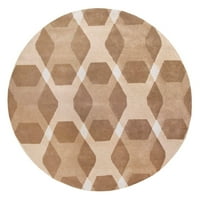 Martha Stewart Átfedő Gyémántok Geometriai Gyapjú Szőnyeg, Bézs Multi, 4 ' Kerek
