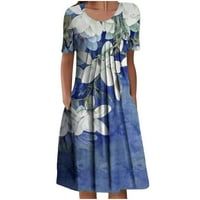 Női ing ruhák nyári Rövid ujjú Midi ruha Boho Virágmintás tengerparti nyaralás Sundress Napi Alkalmi ruha
