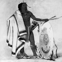 Catlin: Füstölt Pajzs. A Füstölt Pajzs, Egy Kiowa Harcos. Olaj, Vászon Által George Catlin, 1834-35. Poszter nyomtatás