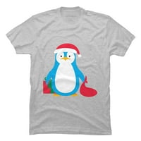 Karácsonyi Pingvin Férfi Atlétikai Heather Cream Grafikus Póló-Az Emberek Tervezése L