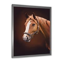 DesignArTART 'Bezáró barna ló portré fehér orrral ii' parasztház keretes művészeti nyomtatás