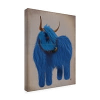 Fab Funky 'Highland Cow Blue Full' vászon művészet