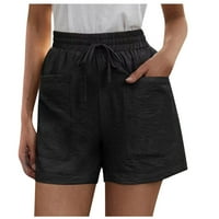 Wozhidaoke vászon nadrág női nyári nadrág Női Alkalmi Rugalmas derék nadrág zseb nadrág nyári nők plusz méretű rövidnadrág