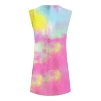 Női nyári ruhák Sun Dress Crew nyak ujjatlan nyomtatott Rózsaszín XL