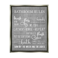 Stupell Industries fürdőszobai szabályok listája A Graphic Art csillogás szürke úszó keretes vászon nyomtatott fali