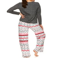 Sleep & Co. Női és női Plus hosszú ujjú felső, pizsamás nadrág és scrunchie szett