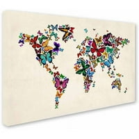 Védjegy képzőművészet pillangók térkép a világ II vászon Art Michael Tompsett
