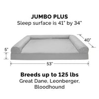 FurHaven Pet Products Steppelt ortopéd kanapé kisállat ágy kutyák és macskák számára-ezüstszürke, Jumbo Plus