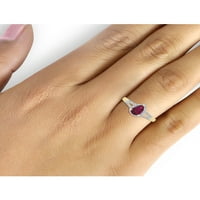 JewelersClub Ruby Ring Birthstone ékszerek - 1. Karát rubin 14K aranyozott ezüst gyűrűs ékszerek fehér gyémánt akcentussal