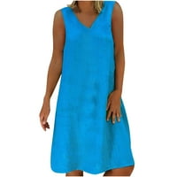 Penkiiy női nyári divat ujjatlan V NeckPullover ruha Maxi ruhák nőknek XL kék nyári akció