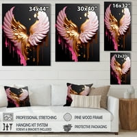 Designart rózsaszín, arany és fekete angyal szárnyak I Canvas falművészet