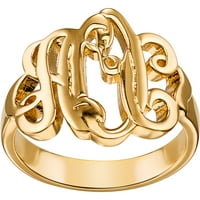 Személyre szabott női arany a sterling ezüst képzeletbeli szkript monogram gyűrű