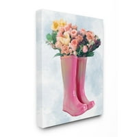 A Stupell Industries Spring Roses rózsaszín esős zsinórok virágos elrendezésű vászon fali művészete, Ziwei Li, 24 30