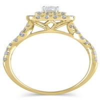1- Carat T.W. Ragyogó finom ékszerek smaragd vágott gyémánt eljegyzési gyűrű 10 kt sárga aranyban, 6. méret