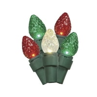 Ünnepi idő gyémánttal vágott üveg C LED karácsonyi fények, piros, meleg fehér és zöld, 70 számú