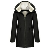 Whlbf téli kabátok női Molett méretű, női őszi és téli új nagy kabát Egyszínű plüss egyszínű kapucnis kardigán kabát